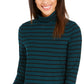 Blusa feminina listrada de gola alta Charter Club, verde, tamanho grande