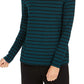 Blusa feminina listrada de gola alta Charter Club, verde, tamanho grande