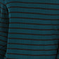 Blusa feminina listrada de gola alta Charter Club, verde, tamanho médio