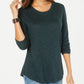 Blusa feminina de manga comprida e decote redondo, estilo &amp; co., verde, tamanho médio