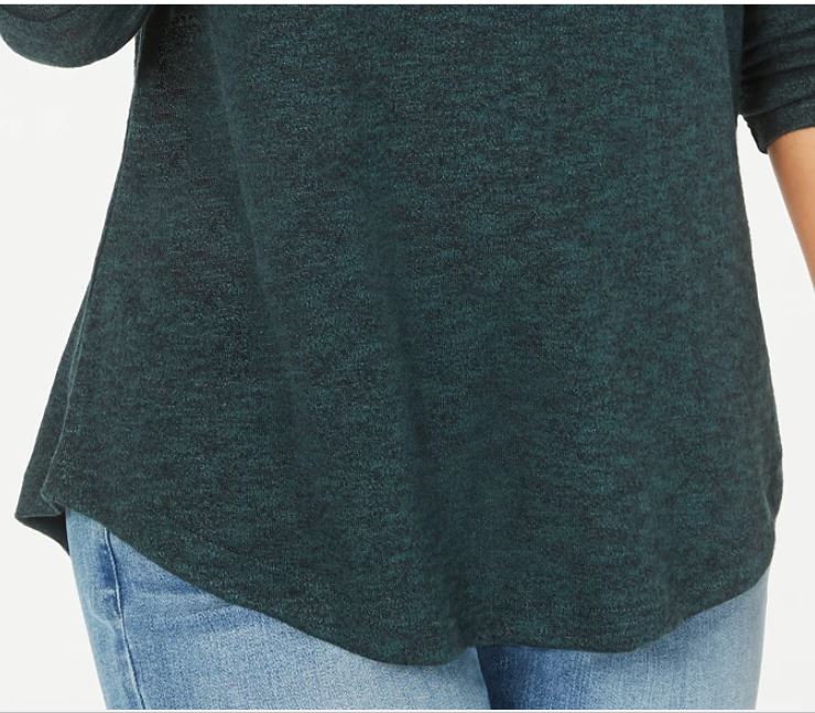 Blusa feminina de manga comprida e decote redondo, estilo &amp; co., verde, tamanho médio