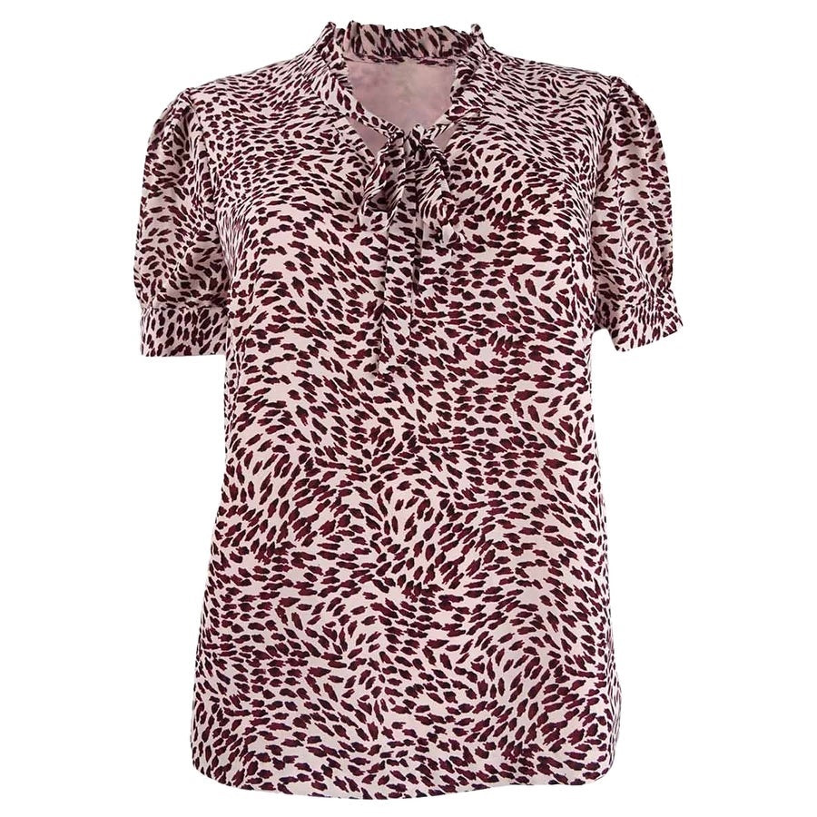 Blusa feminina com babados e estampa floral Maison Jules, branca, tamanho pequeno