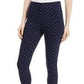 Calça de malha ponte estampada feminina Maison Jules, azul-marinho, tamanho médio