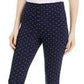 Calça de malha ponte estampada feminina Maison Jules, azul-marinho, tamanho médio