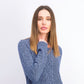 Suéter feminino Karen Scott de malha trançada com painéis, azul, tamanho X-S