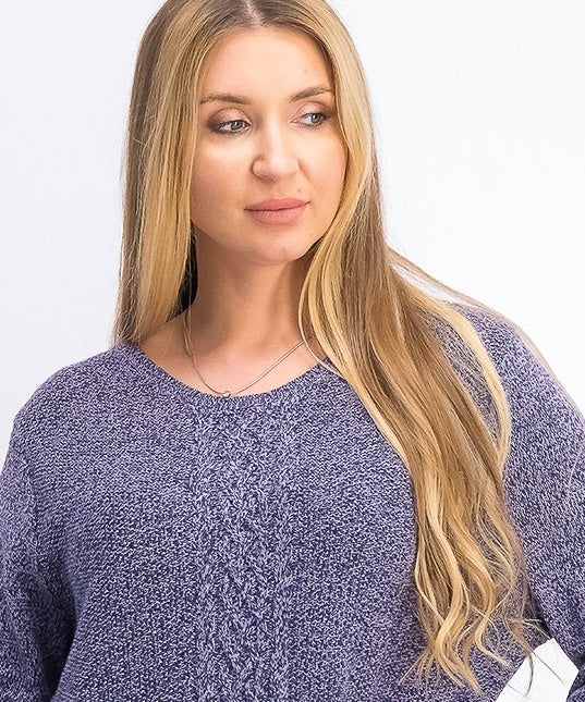 Karen Scott Suéter Feminino de Tricô com Painel Roxo Tamanho Médio