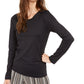 Blusa lisa com decote redondo feminina Alfani, preta, tamanho pequeno