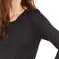 Blusa lisa com decote redondo feminina Alfani, preta, tamanho pequeno