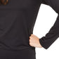 Blusa lisa com decote redondo feminina Alfani, preta, tamanho pequeno