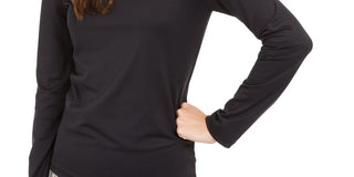 Blusa lisa com decote redondo feminina Alfani, preta, tamanho pequeno