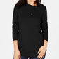 Karen Scott Suéter Feminino de Algodão com Gola Envelope Preto Tamanho XS
