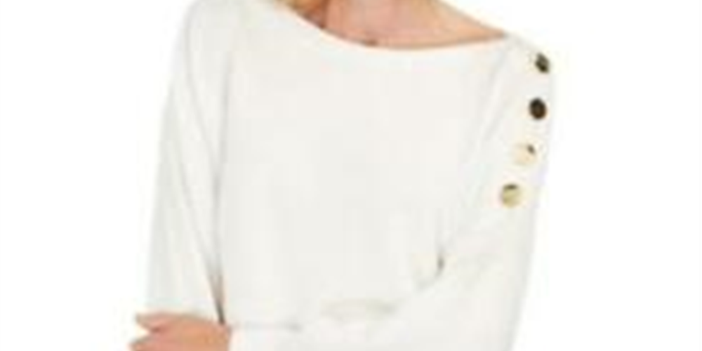 Suéter feminino com mangas abotoadas da coleção JM, branco, tamanho XX-G