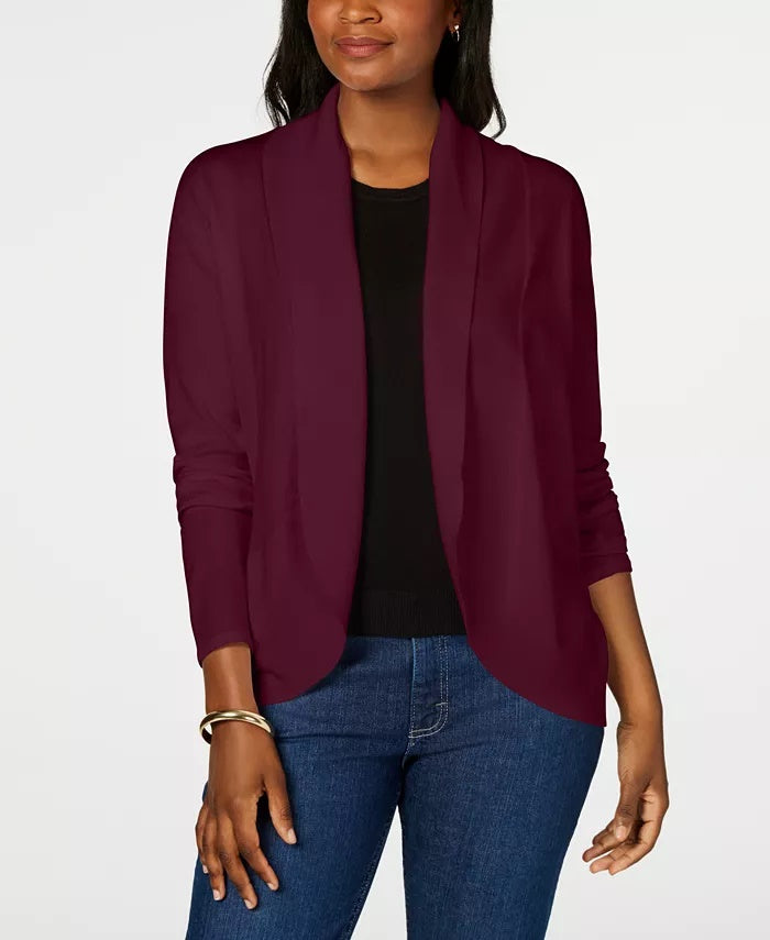 Karen Scott Cardigan Feminino Frente Aberta Vermelho Tamanho Médio