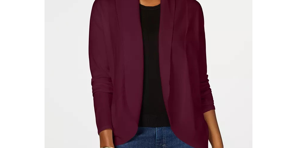 Karen Scott Cardigan Feminino Frente Aberta Vermelho Tamanho Médio