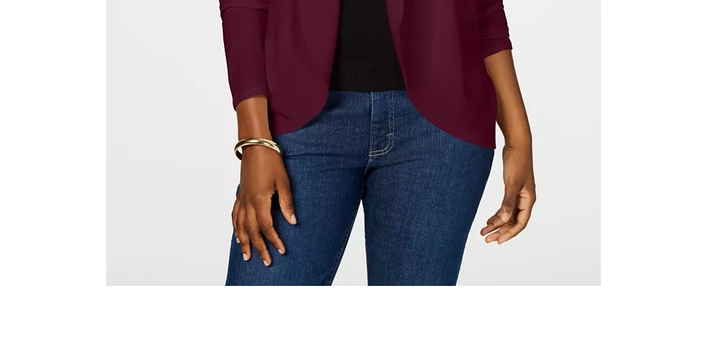 Karen Scott Cardigan Feminino Frente Aberta Vermelho Tamanho Médio