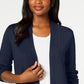 Karen Scott Cardigan Feminino de Algodão com Frente Aberta Azul Marinho Tamanho X-G