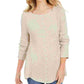 Suéter de malha canelada com bainha recortada estilo &amp; co feminino bege tamanho grande