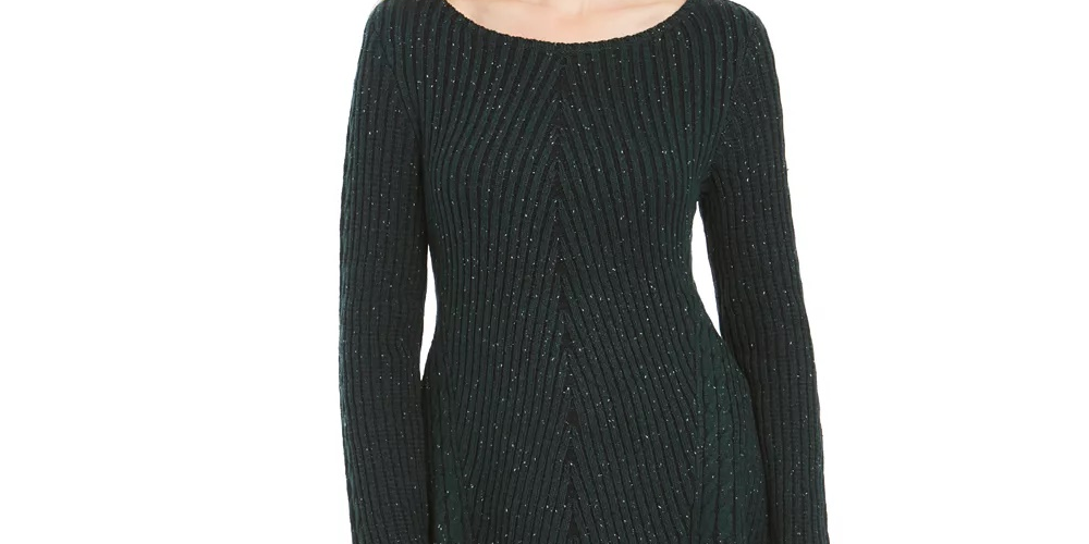 Suéter de malha canelada com bainha recortada estilo &amp; co feminino, marrom, tamanho pequeno