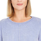 Blusa feminina texturizada mesclada manga comprida gola redonda tamanho pequeno