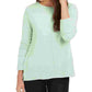 Blusa feminina texturizada mesclada manga comprida gola redonda verde tamanho extrapequeno