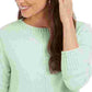 Blusa feminina texturizada mesclada manga comprida gola redonda verde tamanho extrapequeno