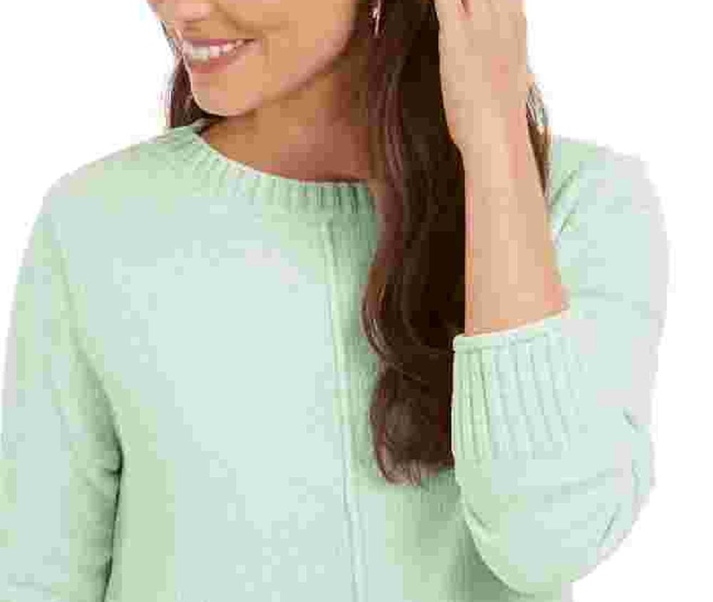 Blusa feminina texturizada mesclada manga comprida gola redonda verde tamanho extrapequeno