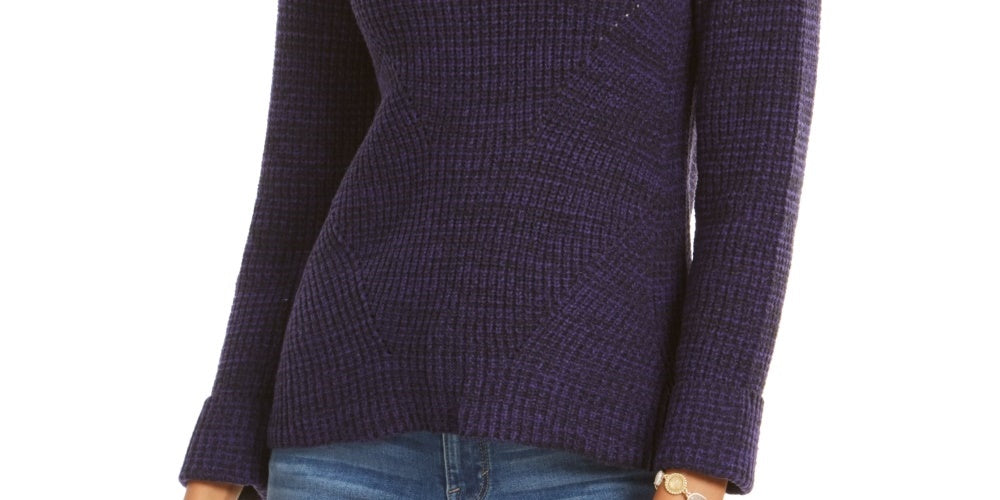 Suéter feminino de gola redonda mesclado estilo &amp; co, roxo escuro, tamanho extrapequeno