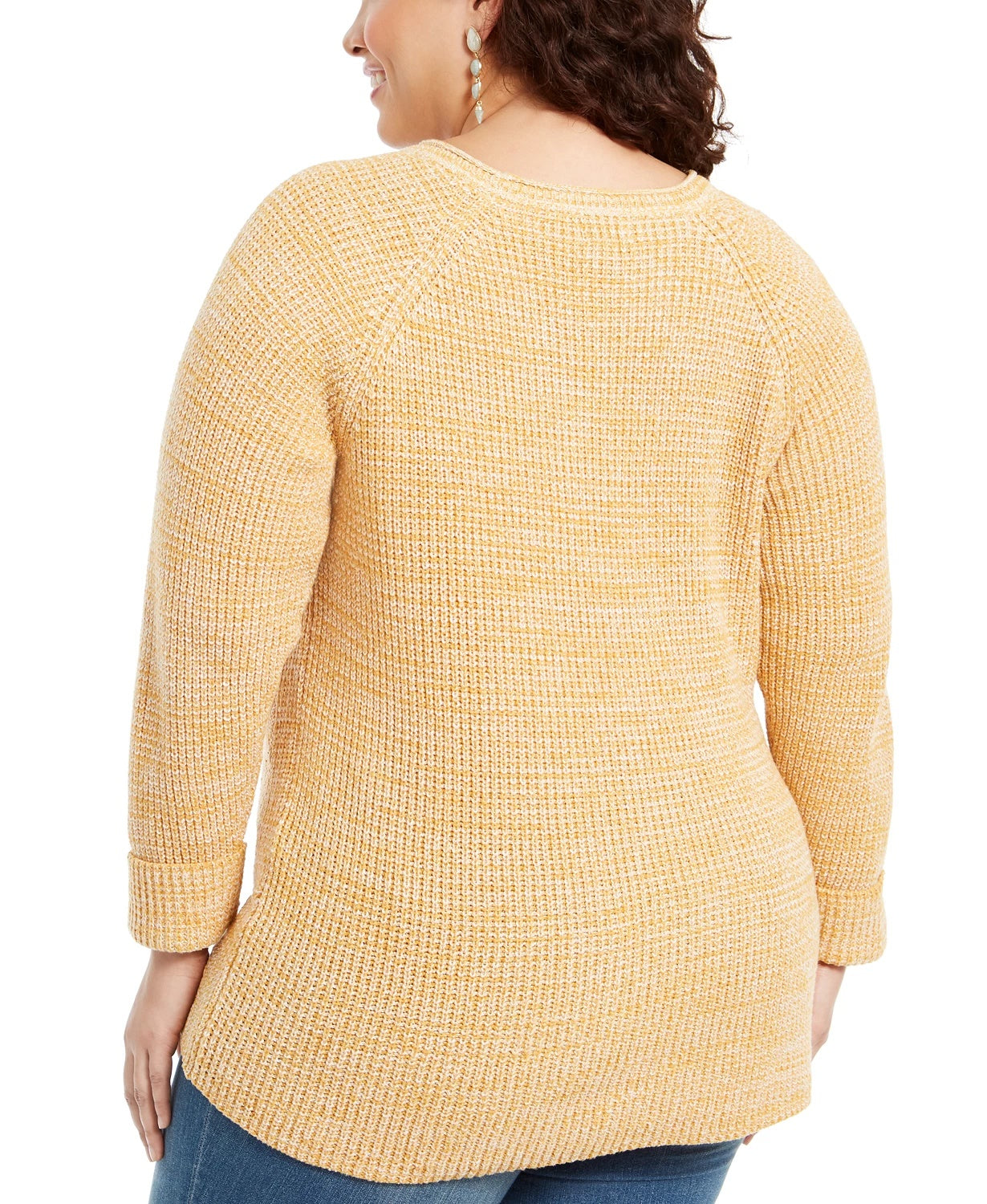 Suéter feminino plus size com acabamento em pontilhado estilo &amp; co, dourado, tamanho 1X