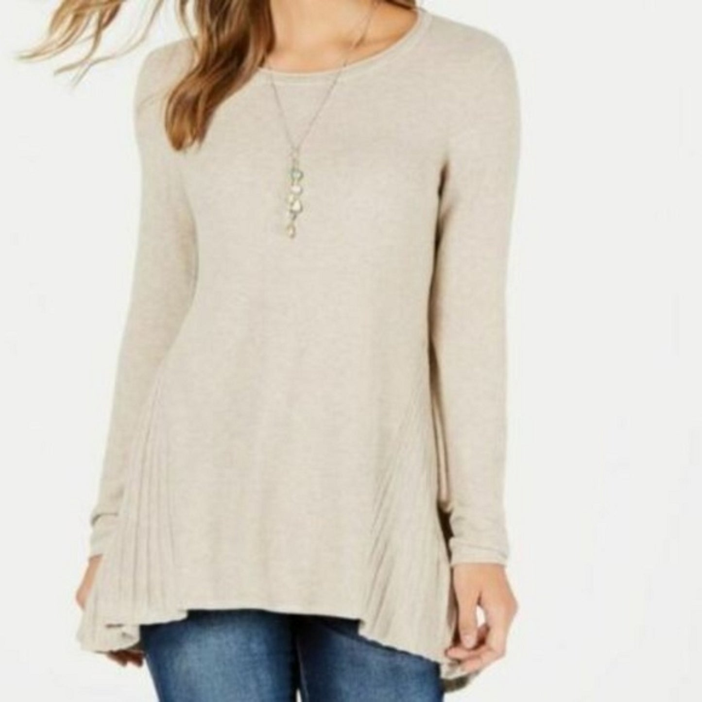 Suéter túnica feminino estilo &amp; co, bege, tamanho XXG