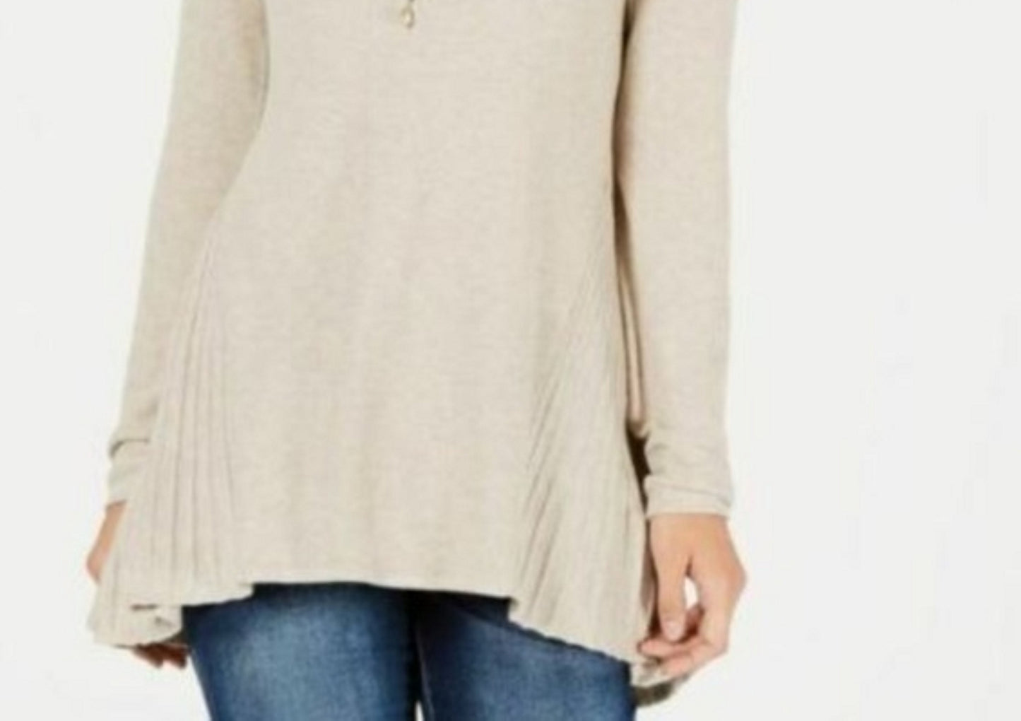 Suéter túnica feminino estilo &amp; co, bege, tamanho XXG