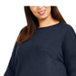 Blusa túnica feminina estilo &amp; co, costura frontal, mídia mista, azul-marinho, tamanho 1X