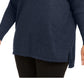 Blusa túnica feminina estilo &amp; co, costura frontal, mídia mista, azul-marinho, tamanho 1X