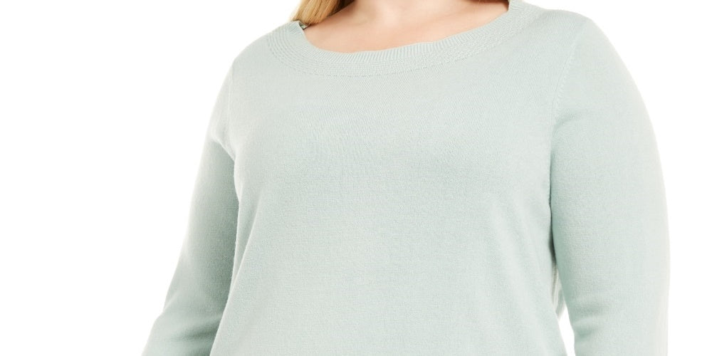 Karen Scott Suéter Plus Size com Decote Balé Feminino Azul Turquesa Tamanho 3X