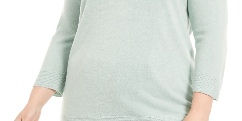 Karen Scott Suéter Plus Size com Decote Balé Feminino Azul Turquesa Tamanho 3X