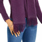 Karen Scott Suéter feminino com estampa de cachecol, roxo, tamanho grande
