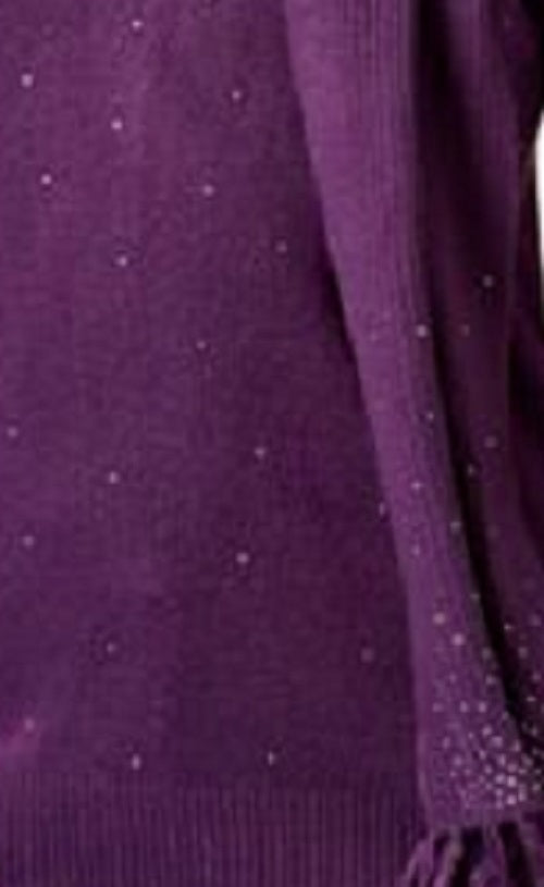 Karen Scott Suéter feminino com estampa de cachecol, roxo, tamanho pequeno