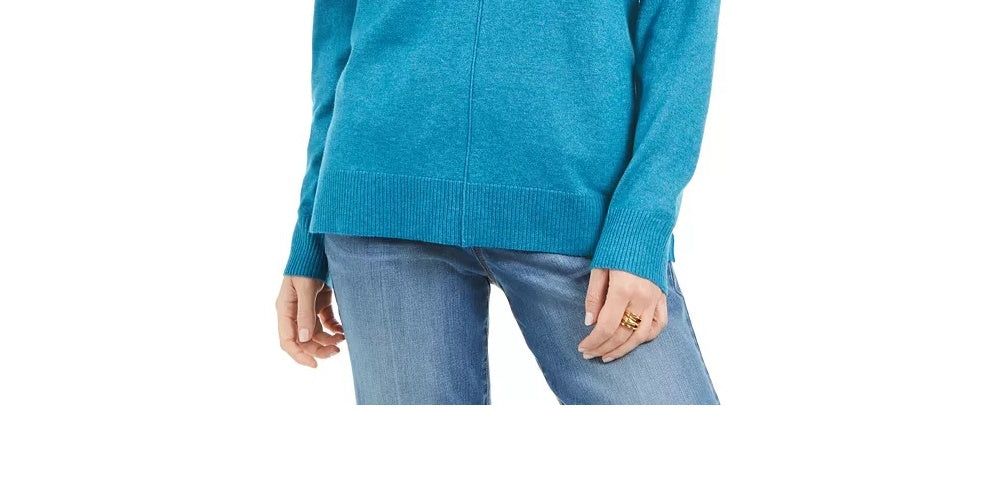 Karen Scott Suéter Feminino Gola V Turquesa/Aqua Tamanho Grande