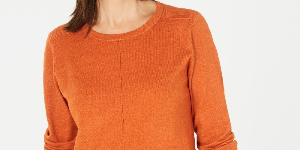 Karen Scott Suéter Feminino Gola Redonda Manga Longa Médio Laranja Tamanho P