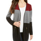 Cardigan feminino Charter Club Milano Cotton Colorblocked, preto, tamanho XX-G