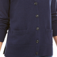 Cardigan feminino de lã merino com decote em V, azul, tamanho grande