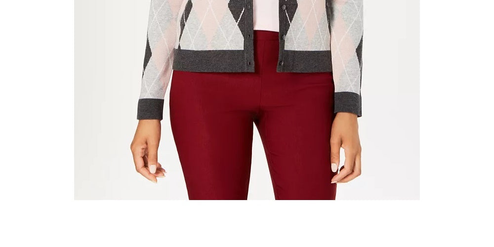 Cardigan feminino de malha argyle Charter Club cinza escuro, tamanho médio