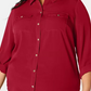 Camisa feminina Charter Club com botões frontais, tamanho vinho, tamanho 1X