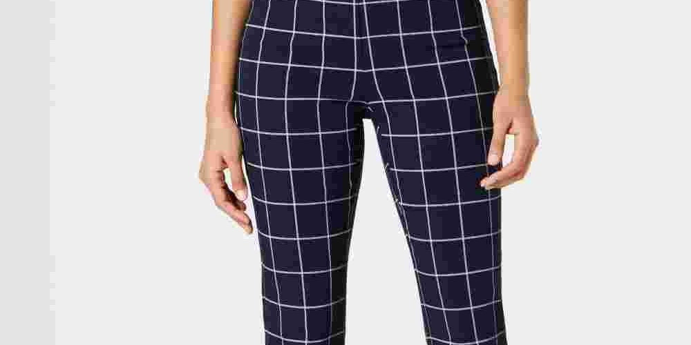 Calça feminina Charter Club Windowpane azul tamanho 8
