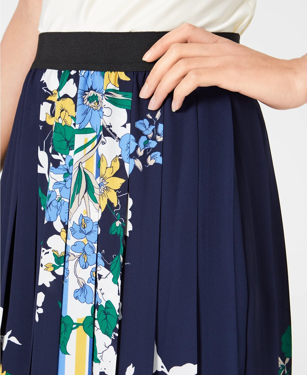 Saia midi plissada estampada feminina Charter Club, azul, tamanho XXG