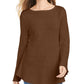 Suéter túnica feminino estilo &amp; co, pequeno, com babados, cáqui, pequeno