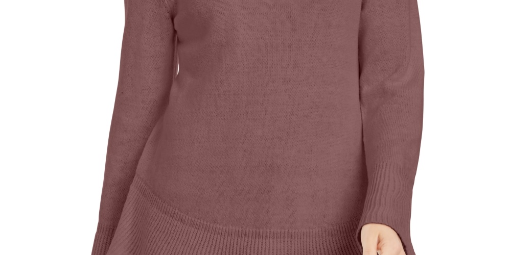 Suéter túnica feminino estilo &amp; co, pequeno, com babados, roxo, pequeno