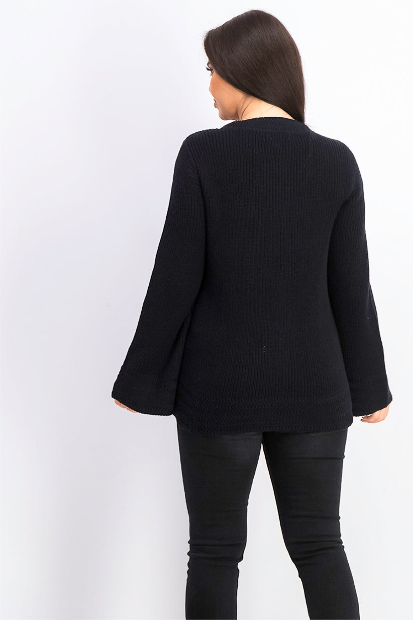 Suéter pulôver feminino de malha estilo boxy preto tamanho extra grande