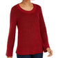 Suéter pulôver feminino de malha estilo boxy, vermelho, tamanho XX-G