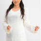 Suéter pulôver feminino estilo &amp; co, tamanho XXG, branco, de malha quadrada
