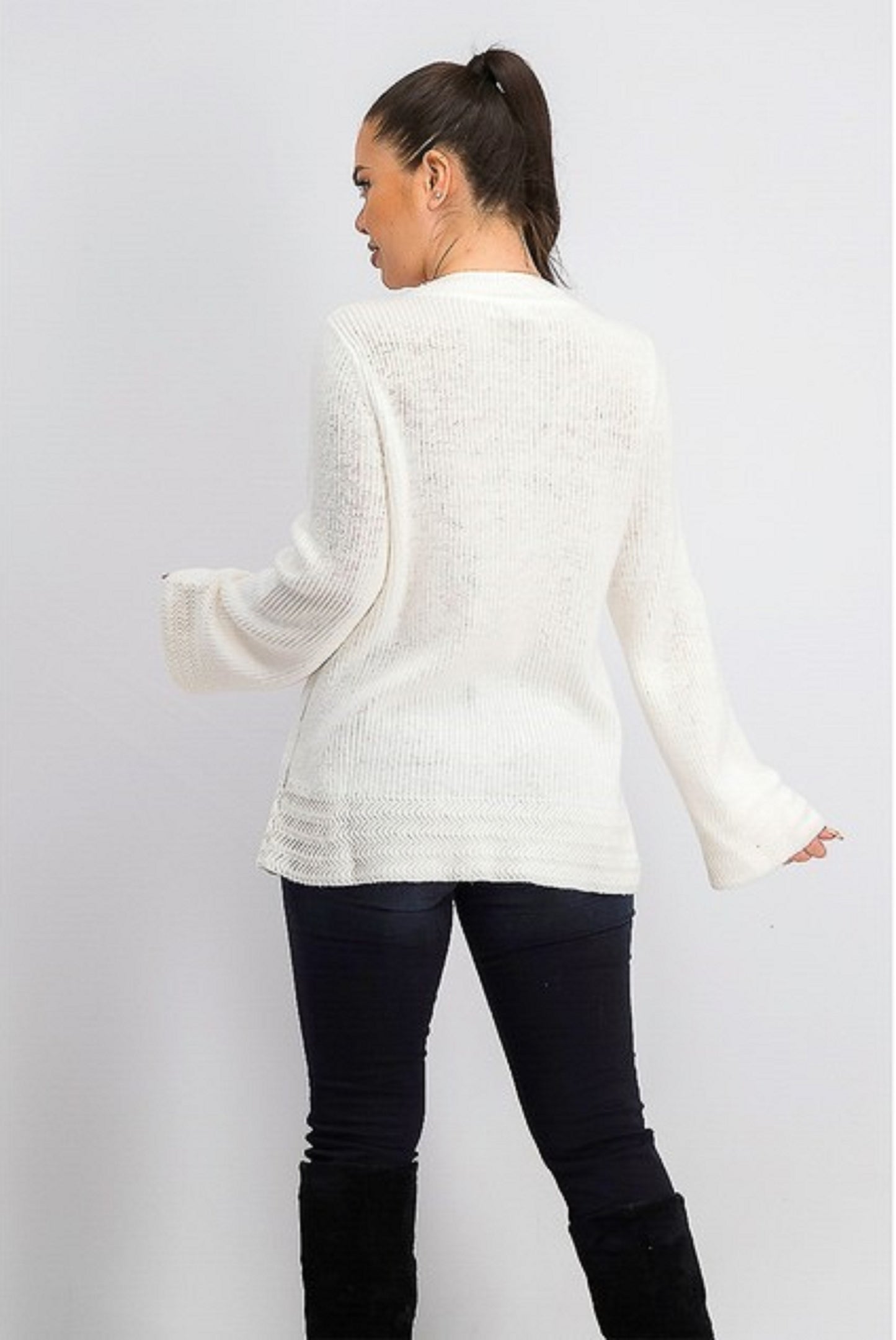 Suéter pulôver feminino estilo &amp; co, tamanho XXG, branco, de malha quadrada